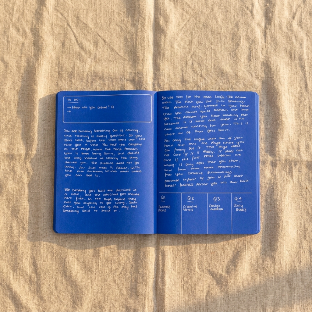 Referência de caderno com páginas azuis, foto 3